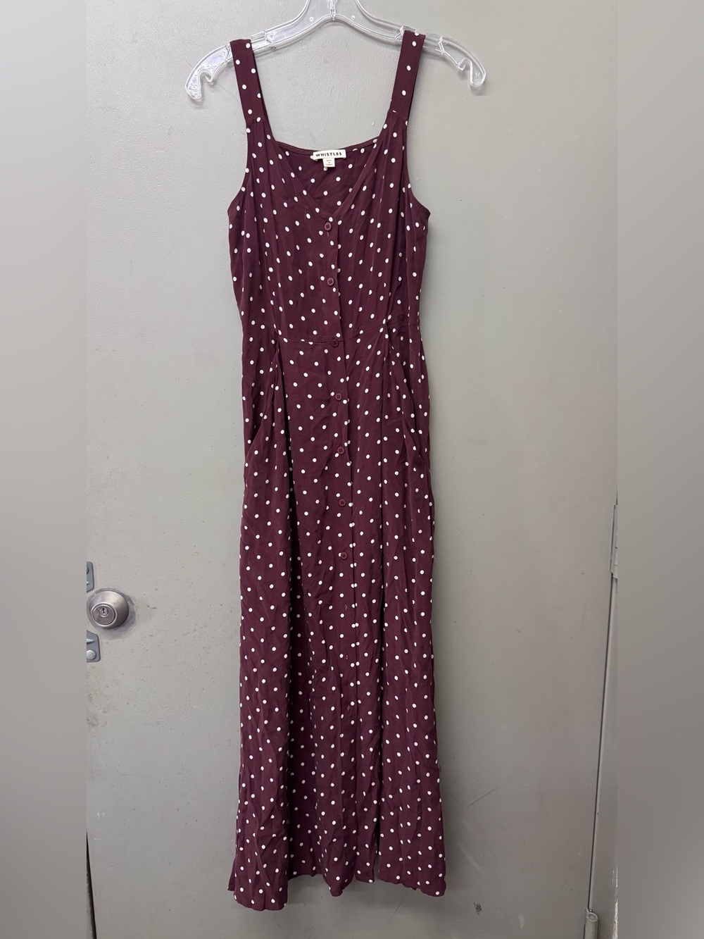 Whistles Burgundy Spot Print Maxi Dress Women’s US 2